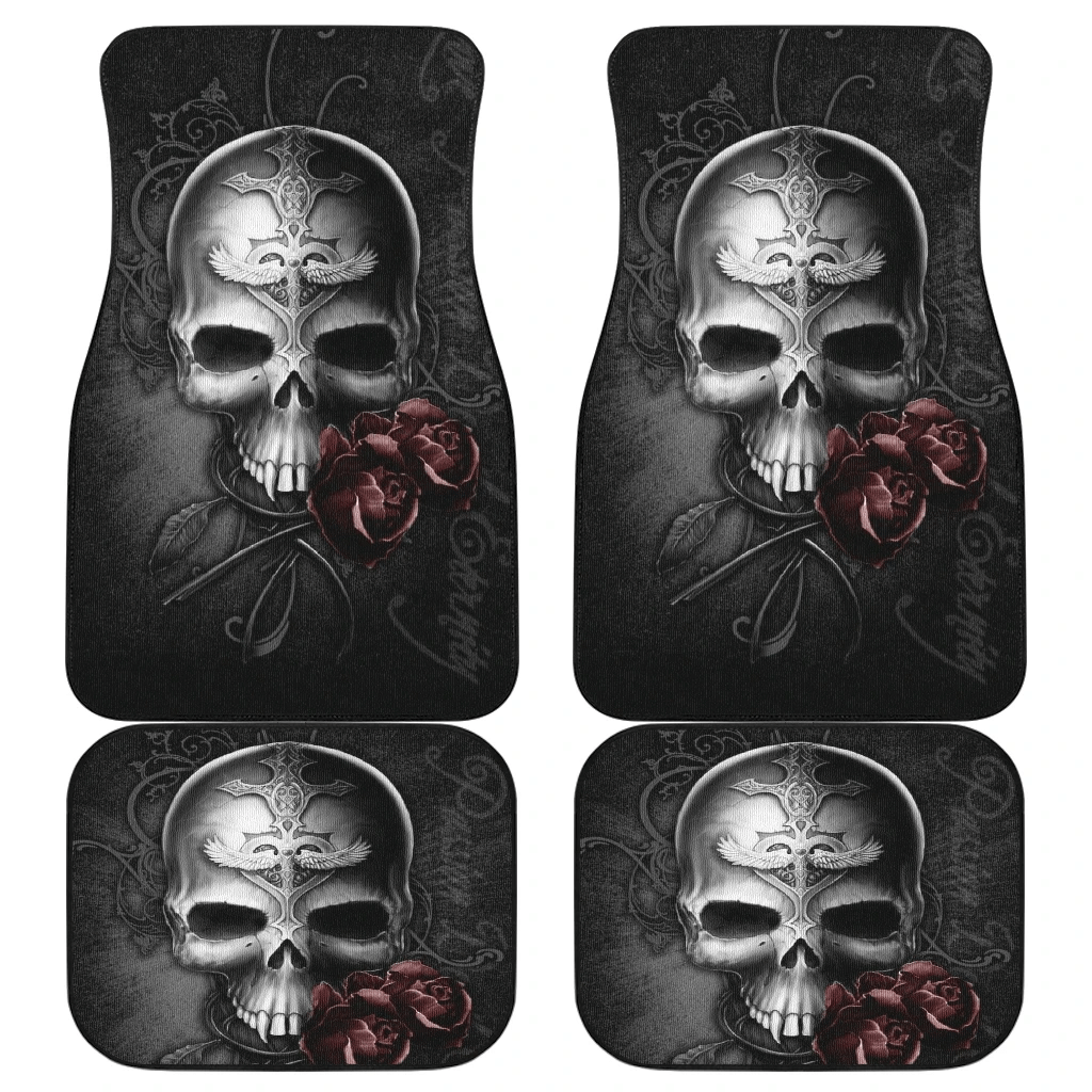 Skull Rose Love Art Car Floor Mats Amazing Gift Ideas H140720 Skull Rose Love Art Car Floor Mats Amazing Gift Ideas H140720