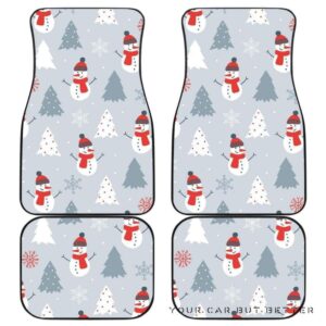 Snowman Christmas  Tree Snow Gray Background Front And Back Car Mats 045109 T1120