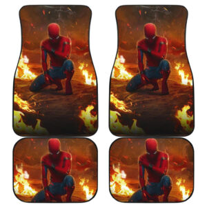 Spiderman Sadness in Fire Avengers Car Floor Mats 191031