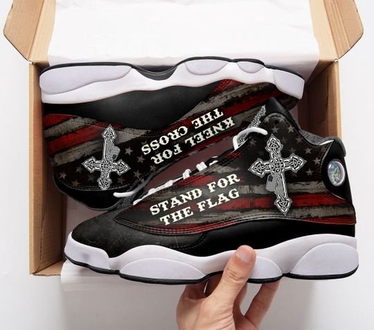 Stand For The Flag Kneel For The Cross All Over Printed Air Jordan 13 Sneakers Stand For The Flag Kneel For The Cross All Over Printed Air Jordan 13 Sneakers