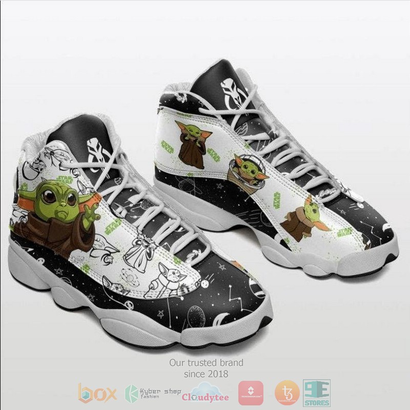Star Wars Baby Yoda Black White Air Jordan 13 Shoes Star Wars Baby Yoda Black White Air Jordan 13 Shoes