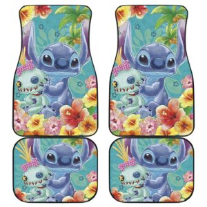 Stitch Flower Car Floor Mats Disney Cartoon Fan Gift H200307