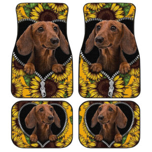 Sunflower Brown Dachshund Car Floor Mats Idea Car Accessories For Dachshund Owners