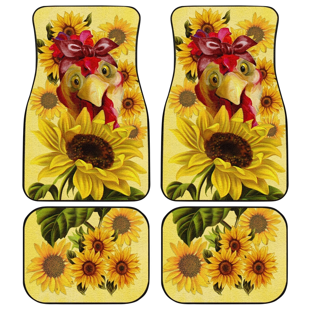 Sunflower Chicken Car Floor Mats Custom Farm Animal Car Accessories Sunflower Chicken Car Floor Mats Custom Farm Animal Car Accessories