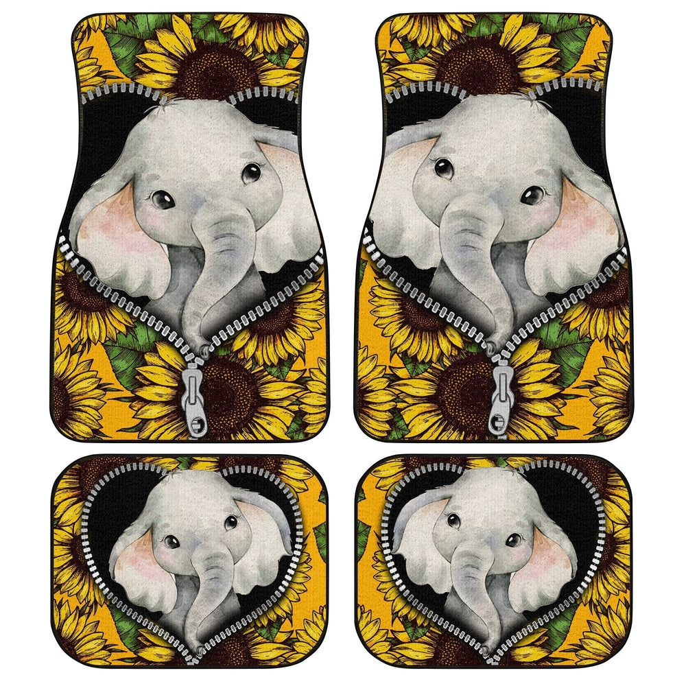 Sunflower Elephant Car Floor Mats Custom Cute Car Accessories Sunflower Elephant Car Floor Mats Custom Cute Car Accessories