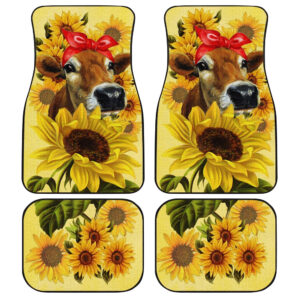 Sunflower Heifer Car Floor Mats Custom Animal Farm Car Accessories