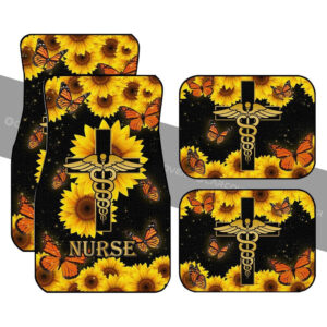 Sunflower Nurse Car Floor Mats Custom Car Accessories Gifts For Nurse