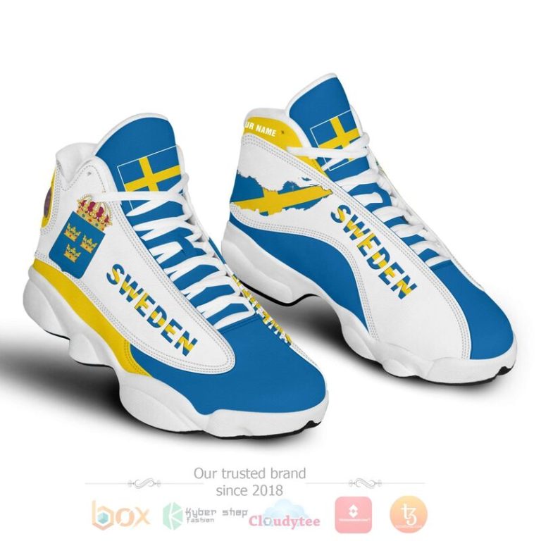 Sweden-Personalized-Blue-Air-Jordan-13-Shoes-3
