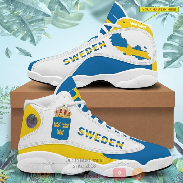 Sweden-Personalized-Blue-Air-Jordan-13-Shoes-4
