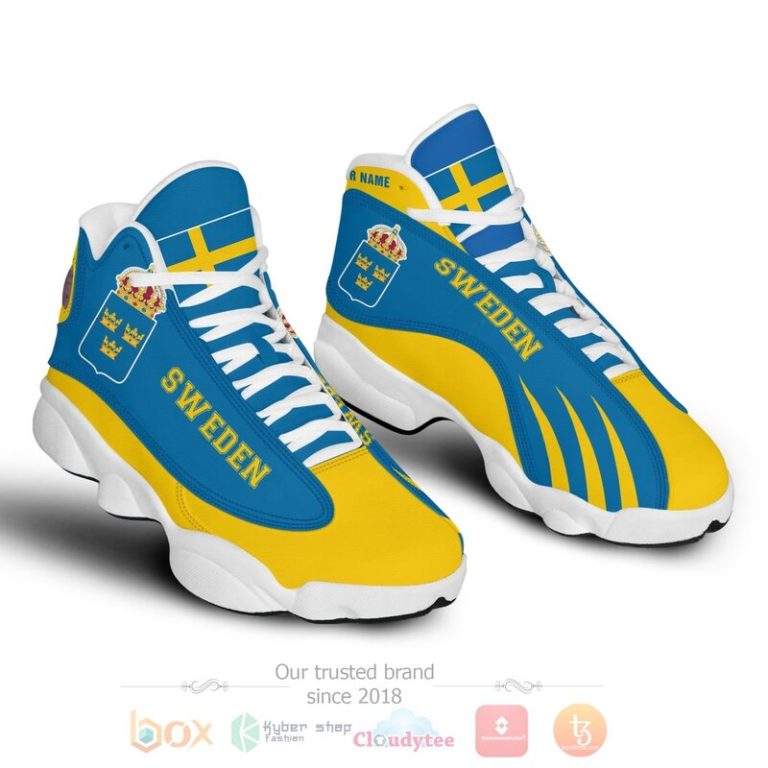 Sweden-Personalized-Blue-Yellow-Air-Jordan-13-Shoes-1