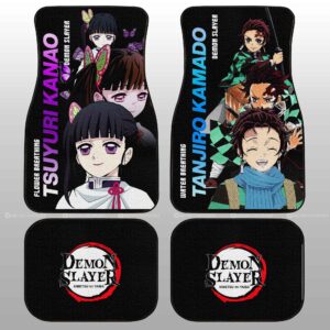 Tanjiro And Kanao Car Floor Mats Custom Demon Slayer Anime Gifts Idea For Fans