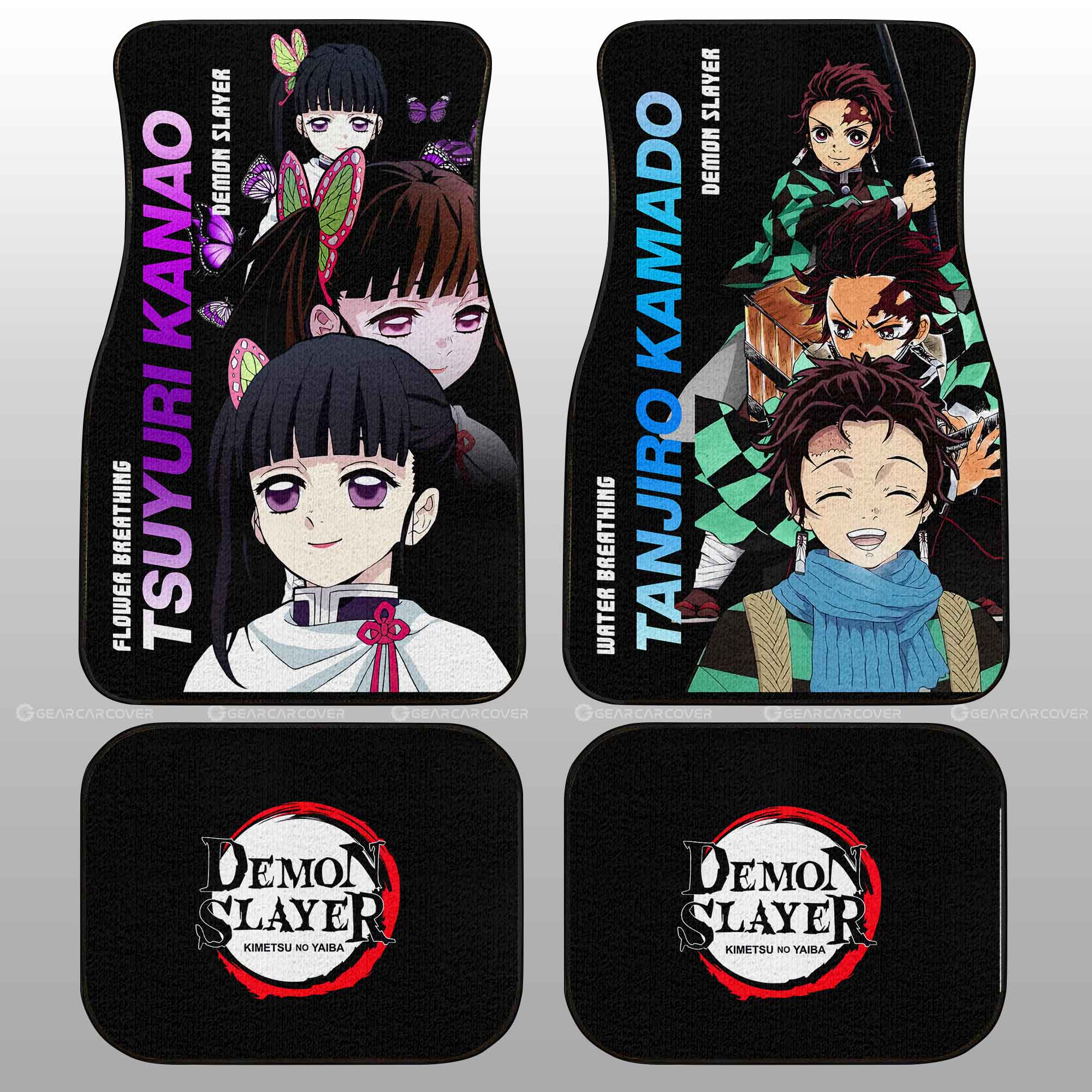 Tanjiro And Kanao Car Floor Mats Custom Demon Slayer Anime Gifts Idea For Fans Tanjiro And Kanao Car Floor Mats Custom Demon Slayer Anime Gifts Idea For Fans