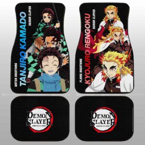 Tanjiro And Rengoku Car Floor Mats Custom Demon Slayer Anime Gifts Idea For Fans