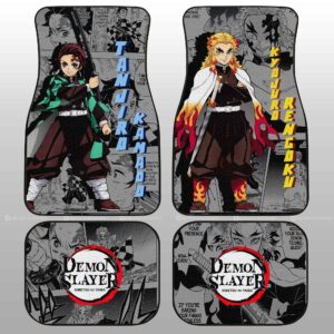 Tanjiro And Rengoku Car Floor Mats Custom Demon Slayer Anime Mix Manga Gifts For Fans