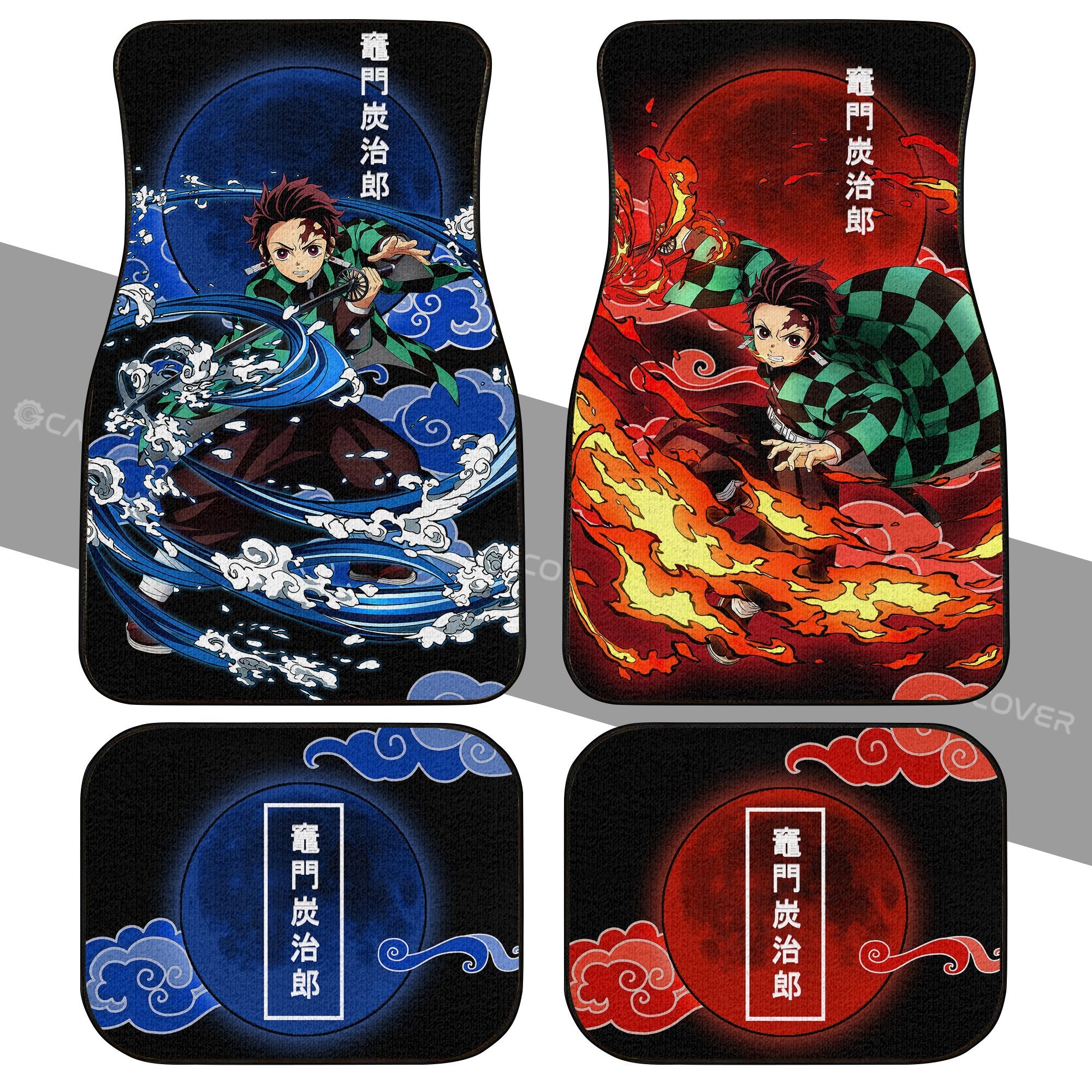 Tanjiro Car Floor Mats Custom Water And Sun Breathing Skill Anime Demon Slayer Car Accessories Tanjiro Car Floor Mats Custom Water And Sun Breathing Skill Anime Demon Slayer Car Accessories