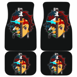 Tanjiro Face Demon Slayer Black Car Floor Mats UBC033008