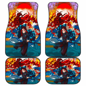 Tanjiro Fighting Flame Fanart Demon Slayer Car Floor Mats UBC033007