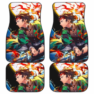 Tanjiro Flaming Sword Blade Demon Slayer Car Floor Mats UBC032910