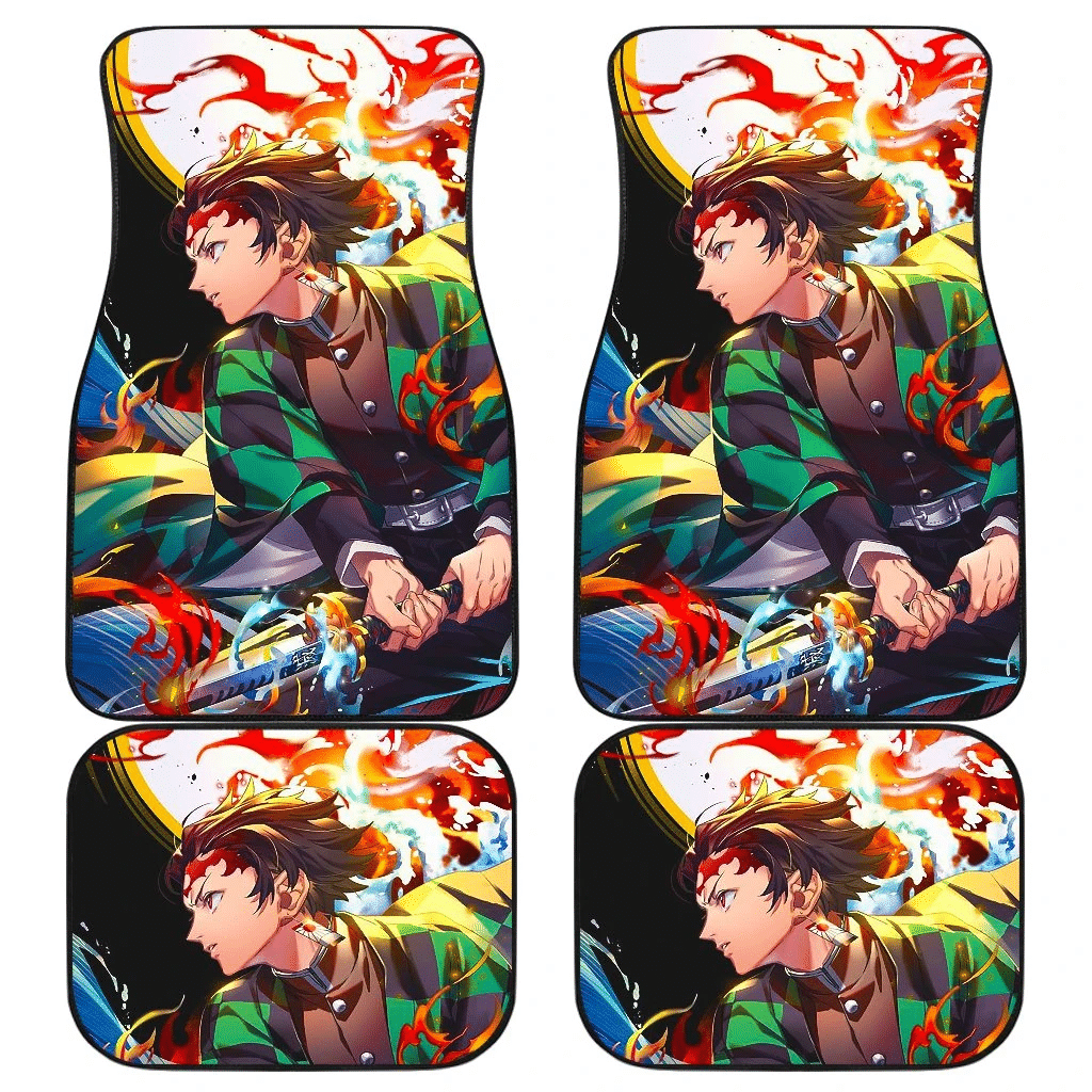 Tanjiro Flaming Sword Blade Demon Slayer Car Floor Mats UBC032910 Tanjiro Flaming Sword Blade Demon Slayer Car Floor Mats UBC032910