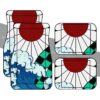 Tanjiro Hanafuda Car Floor Mats Great Wave Custom Anime Car Accessories