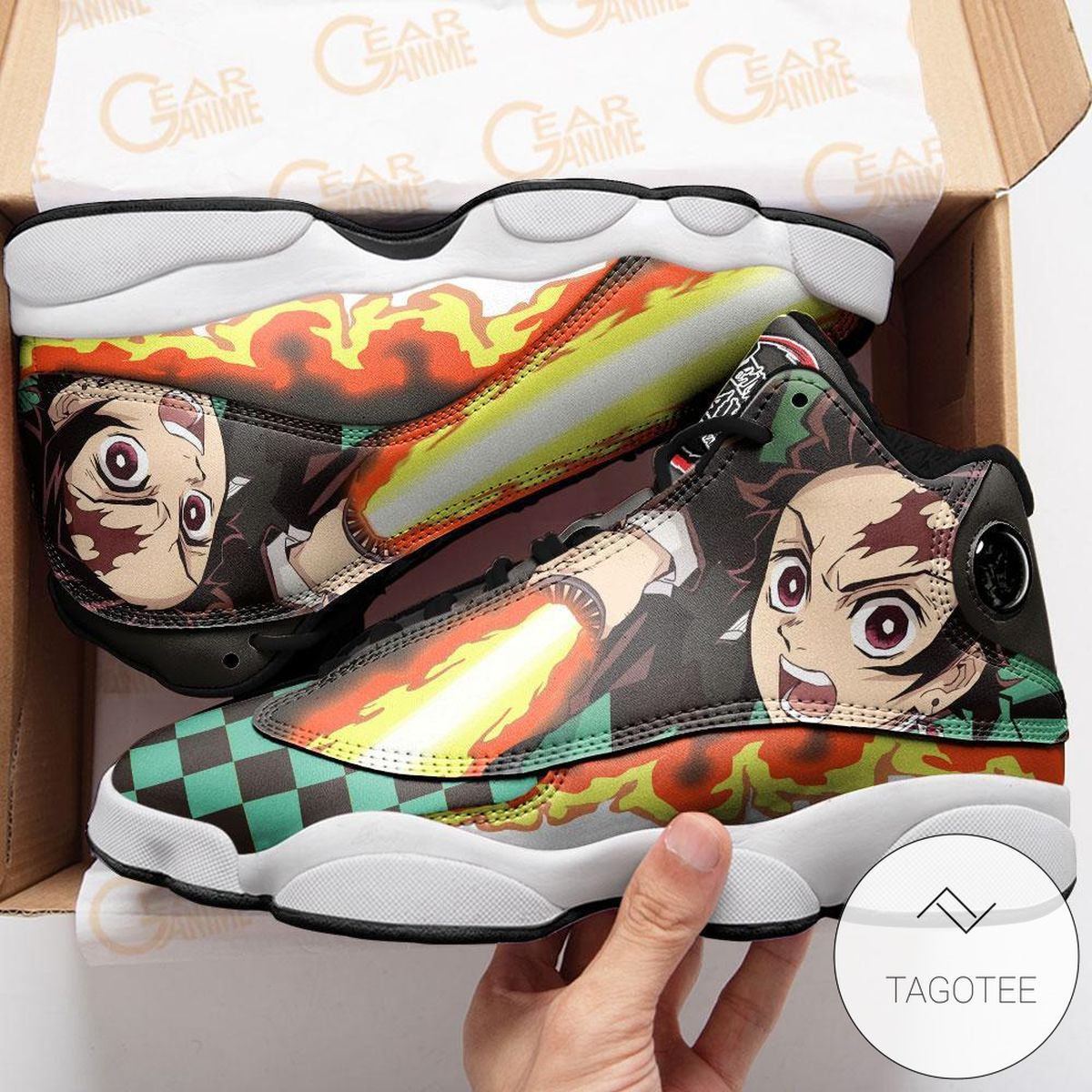 Tanjiro Sneakers Sun Breathing Custom Anime Demon Slayer Air Jordan 13 Shoes Tanjiro Sneakers Sun Breathing Custom Anime Demon Slayer Air Jordan 13 Shoes