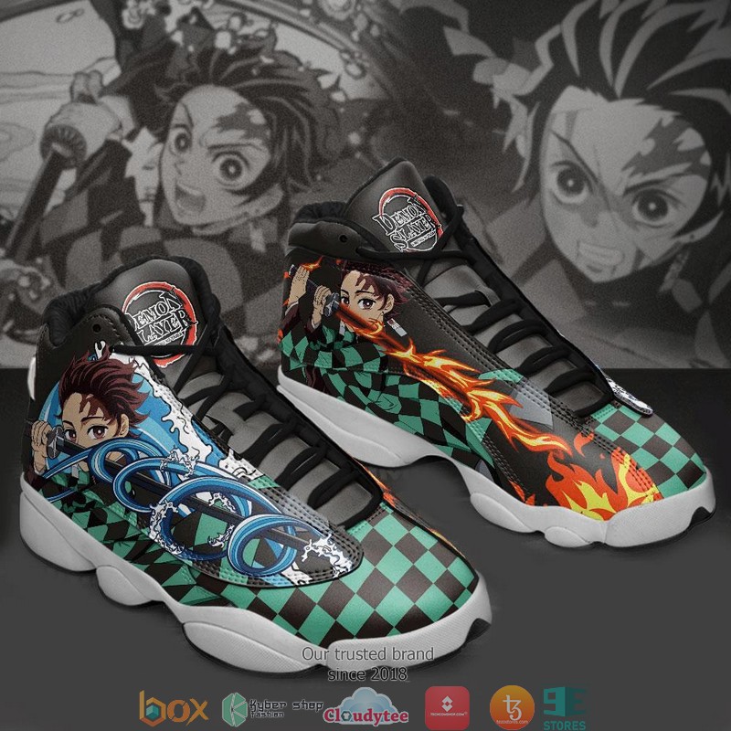 Tanjiro Water And Fire Demon Slayer Anime Air Jordan 13 Sneaker Shoes Tanjiro Water And Fire Demon Slayer Anime Air Jordan 13 Sneaker Shoes