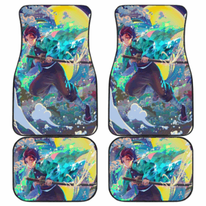 Tanjiro Wave Yellow Full Moon Demon Slayer Car Floor Mats UBC032911