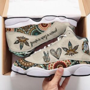 The Mandala Peace Love Weed All Over Printed Air Jordan 13 Sneakers