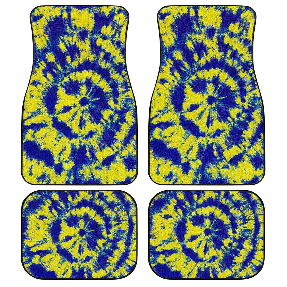 Tie Dye Car Floor Mats Custom Blue and Yellow Hippie Car Accessories Tie Dye Car Floor Mats Custom Blue and Yellow Hippie Car Accessories
