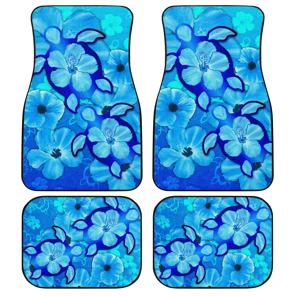 Turtle Hibiscus Car Floor Mats Custom Blue Car Accessories Turtle Hibiscus Car Floor Mats Custom Blue Car Accessories
