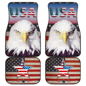 US Independence Day Funny Bald Eagle Face USA Star Flag Car Floor Mats