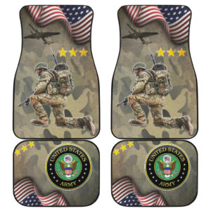 US Independence Day US Army Soldier In Battle Car Floor Mats