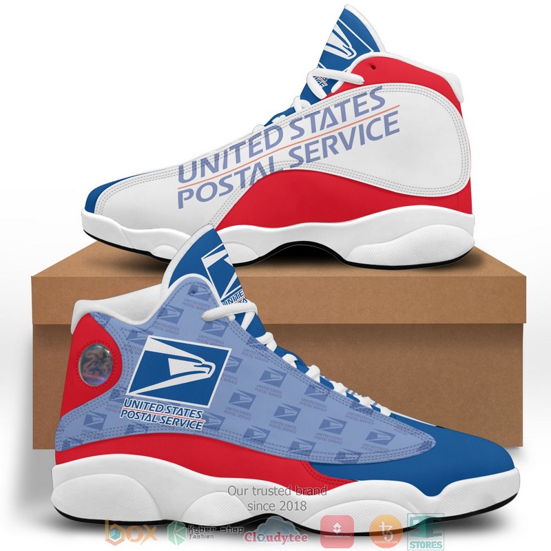 Usps United States Postal Service Logo Pattern Air Jordan 13 Sneaker Shoes Usps United States Postal Service Logo Pattern Air Jordan 13 Sneaker Shoes