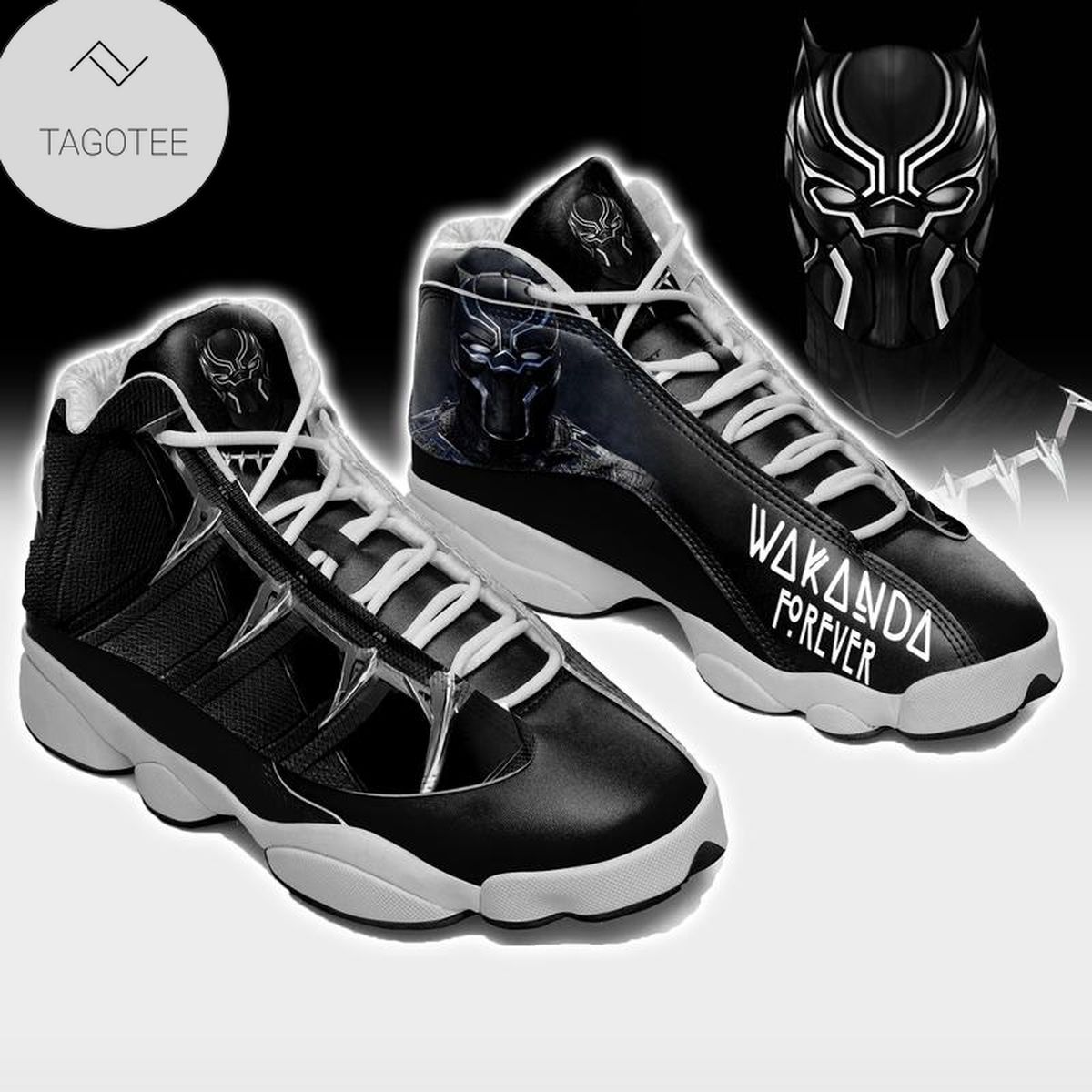 Wakanda Forever Black Panther Sneakers Air Jordan 13 Shoes Wakanda Forever Black Panther Sneakers Air Jordan 13 Shoes