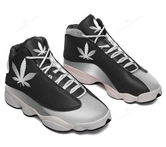 Weed Leaf Silver Metal All Over Printed Air Jordan 13 Sneakers Weed Leaf Silver Metal All Over Printed Air Jordan 13 Sneakers
