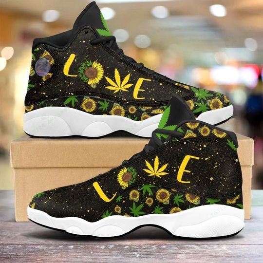 Weed Leaf Sunflower Love All Over Printed Air Jordan 13 Sneakers Weed Leaf Sunflower Love All Over Printed Air Jordan 13 Sneakers