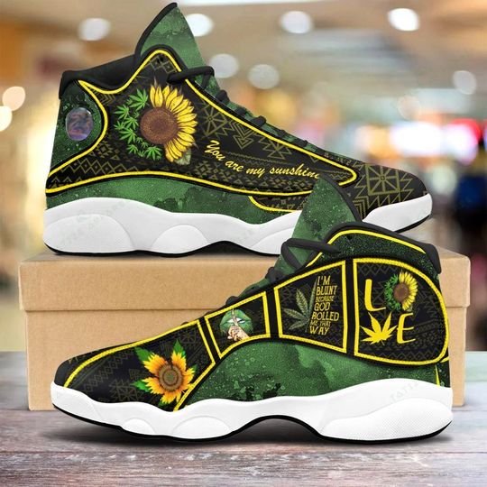 Weed Leaf You Are My Sunshine Sunflower Air Jordan 13 Sneakers Weed Leaf You Are My Sunshine Sunflower Air Jordan 13 Sneakers