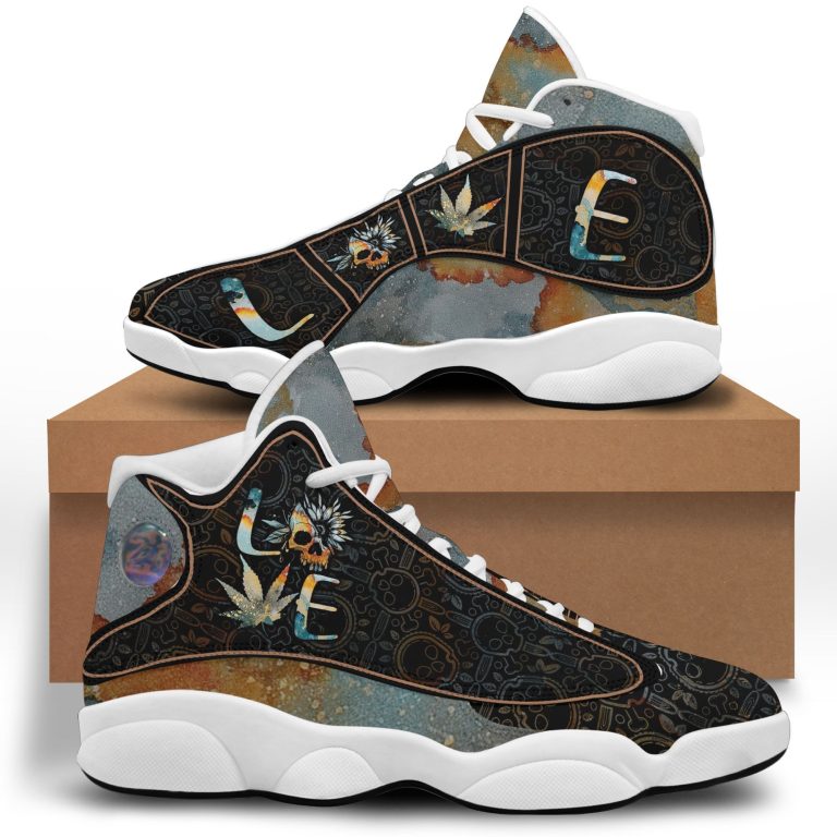 Weed-Sunflowers-Skull-Love-Air-Jordan-13-Shoes-2