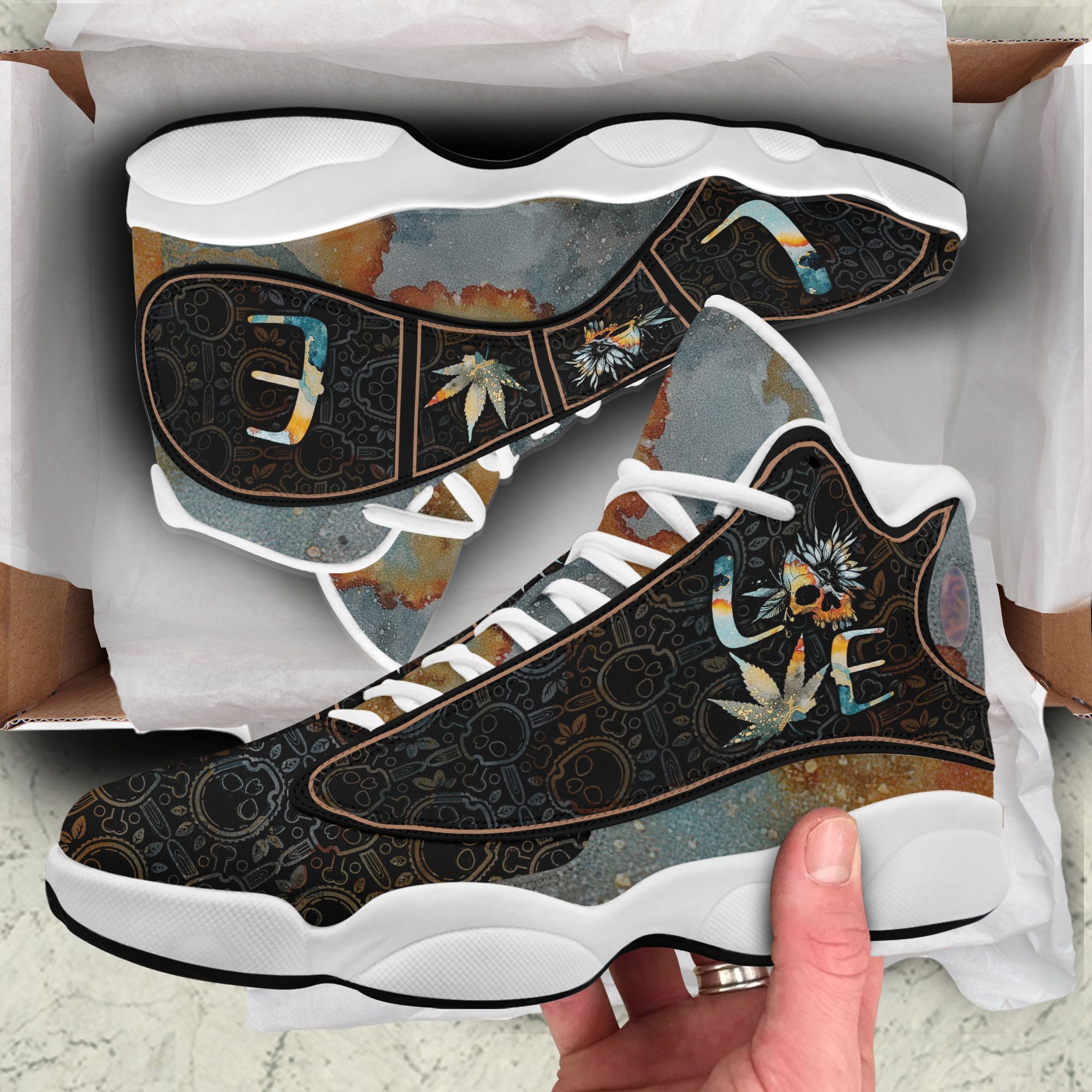 Weed Sunflowers Skull Love Air Jordan 13 Shoes Weed Sunflowers Skull Love Air Jordan 13 Shoes
