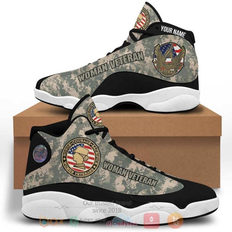 Woman-Veteran-American-Flag-Personalized-Air-Jordan-13-Shoes-2