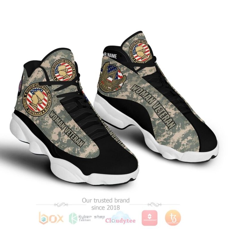 Woman-Veteran-American-Flag-Personalized-Air-Jordan-13-Shoes-3