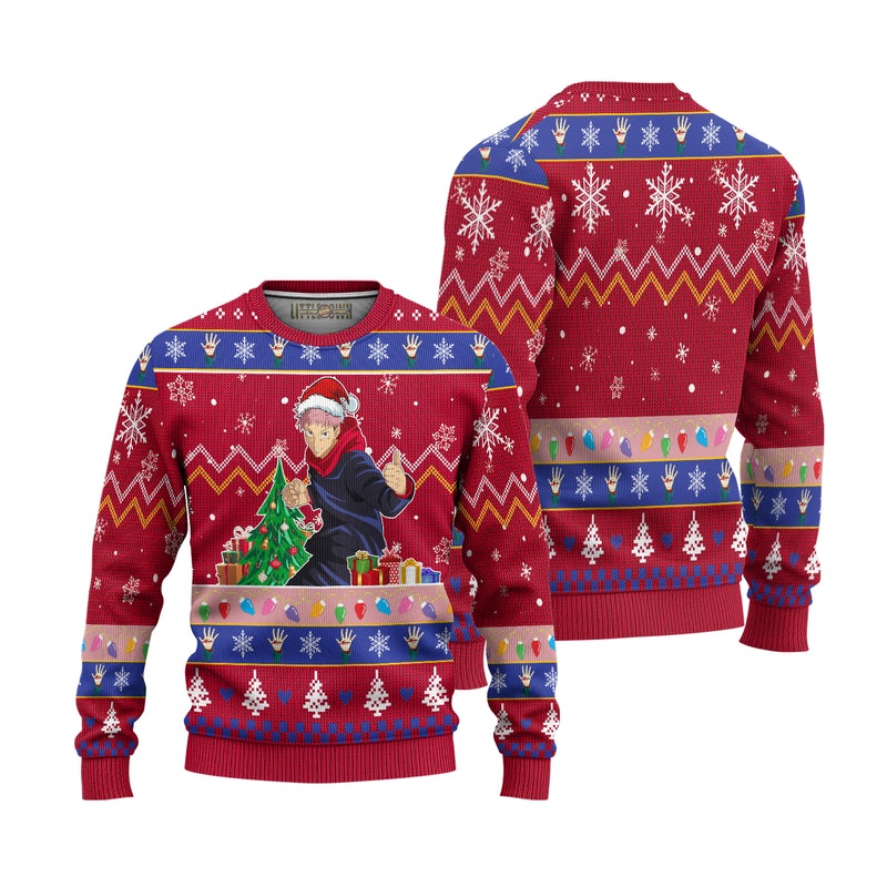Yuji Itadori Ugly Christmas Sweater Custom Jujutsu Kaisen Anime Xmas Gift Yuji Itadori Ugly Christmas Sweater Custom Jujutsu Kaisen Anime Xmas Gift