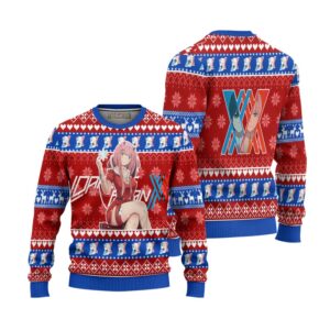 Zero Two Anime Ugly Christmas Sweater Custom Darling In The Franxx Xmas Gift