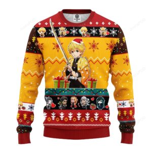 Agatsuma Zenitsu Demon Slayer Ugly Christmas Sweater Yellow