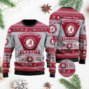 Alabama Crimson Tide Football Team Logo Personalized Ugly Christmas Sweater