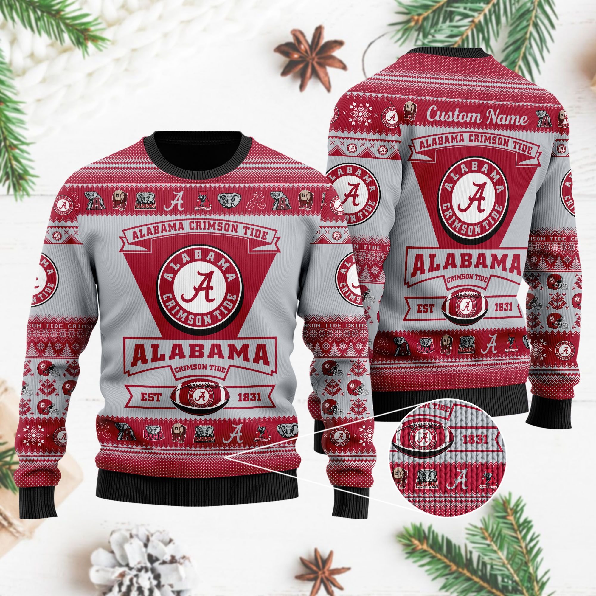 Alabama Crimson Tide Football Team Logo Personalized Ugly Christmas Sweater Alabama Crimson Tide Football Team Logo Personalized Ugly Christmas Sweater