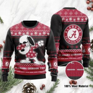 Alabama Crimson Tide Snoopy Dabbing Ugly Christmas Sweater