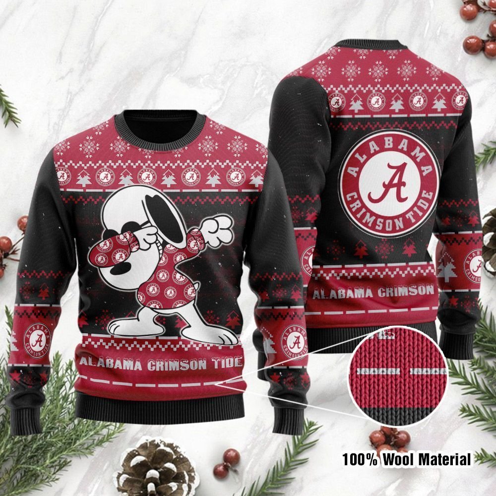 Alabama Crimson Tide Snoopy Dabbing Ugly Christmas Sweater Alabama Crimson Tide Snoopy Dabbing Ugly Christmas Sweater