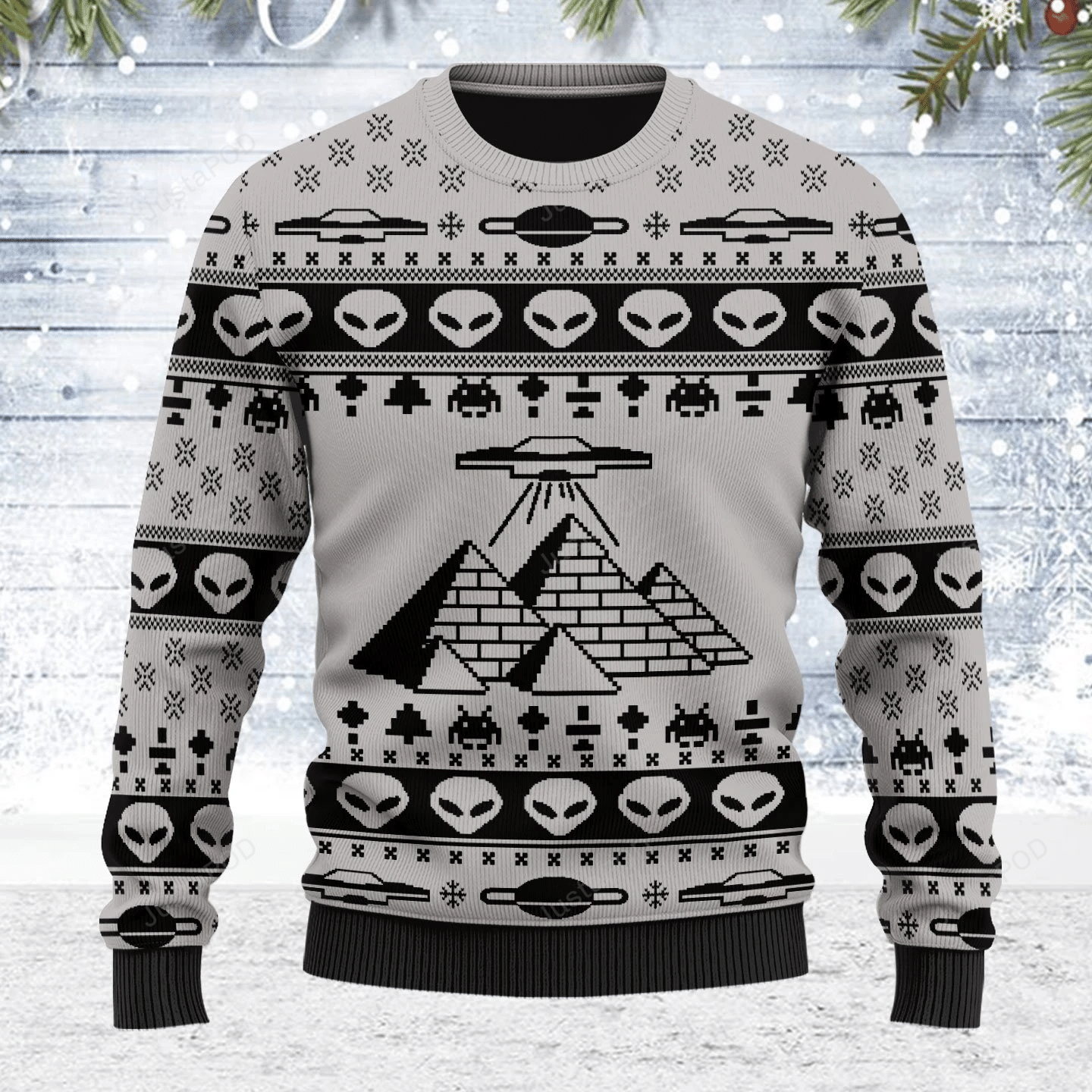 Alien Ancient Pyramid Ugly Christmas Sweater Alien Ancient Pyramid Ugly Christmas Sweater
