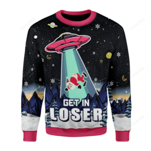 Alien Get In Loser Ugly Christmas Sweater